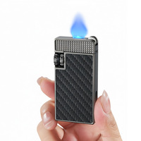 Briquet vintage en métal coupe-vent au design classique avec meule à silex, rechargeable au gaz butane, cadeau pour homme