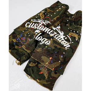 Shorts pour homme American Street Feng Shui Master Complex, <span class=keywords><strong>en</strong></span> pur coton épais, délavé, à rivets robustes, coupe 8 pouces - Product Image 3