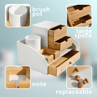 Organisateur de bureau moderne en bois massif 2026 avec support de rangement réglable pour dossiers et livres pour bureau, maison, chambre - Conception convertible