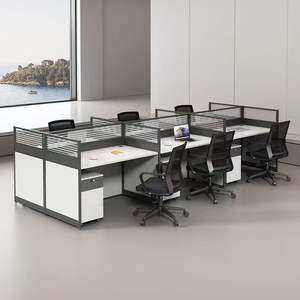 Escritorio de Oficina Moderno y Duradero con Cajones y Silla, Sistema de Partición Modular para 8 Personas - Product Image 6