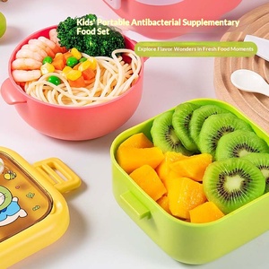 Boîte à repas portable antibactérienne pour enfants avec cuillère et ensemble de bols pour aliments complémentaires - Product Image 2