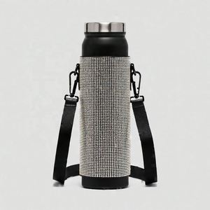 Sac isotherme à bandoulière réutilisable en néoprène pour aliments, avec manchon de tasse scintillant et porte-gobelet à strass – Grande Vente - Product Image 2