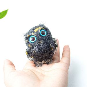 Natural <b>Crystal</b> Chip Resin Owl Figurine | Epoxy Craft Desktop Ornament for Home Office Living Room Decoration - Product Image 2