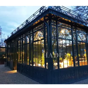 Geschmiedeter Eisen pavillon Dach grüner Gusseisen pavillon mit Glas