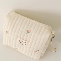 Nouvelle sacoche à couches suspendue pour poussette, zippée, brodée, matelassée, en coton, style moderne et minimaliste, portable pour une utilisation nomade