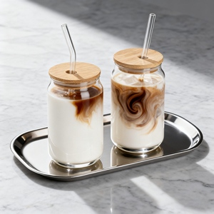 Custom Snow Globe <span class=keywords><strong>Glass</strong></span> <span class=keywords><strong>Cup</strong></span> 16oz Borosil Iced Coffee <span class=keywords><strong>Glass</strong></span> Drinkware Taza Sublimación Vaso de vidrio con tapa y pajita - Product Image 1