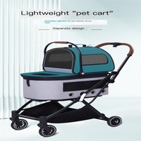 Poussette pour animaux de compagnie pliable automatique à double couche, détachable, légère, taille petite-moyenne, modèle vert