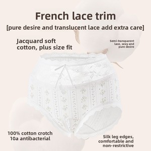 Nouvel Arrivage Culottes Grande <span class=keywords><strong>Taille</strong></span> <span class=keywords><strong>Taille</strong></span> <span class=keywords><strong>Haute</strong></span> Sans Couture pour Femme, Respirantes, en Coton Pur, Imprimées Dentelle, Vente en Gros - Product Image 2