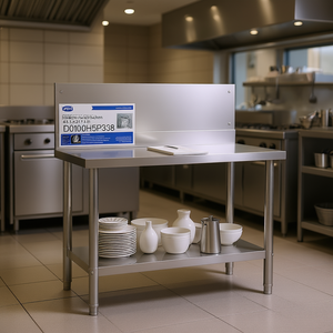 Mesa de Trabajo Comercial JMT para Cocina, 43.3x21.7x36.6, Acero Inoxidable con Protector Trasero, Acabado Pulido, Independiente - Product Image 2