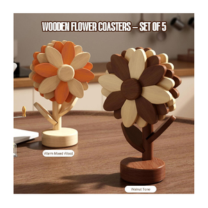Sunflower Wooden <strong>Trivets</strong> for Hot Dishes Set of 5 Beech Wood Heat Resistant <strong>Trivet</strong> Mats Hot Pots Pans Bowls Teapots Tree <strong>Stand</strong> - Product Image 3