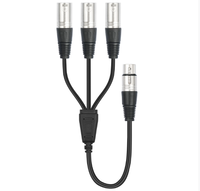 Kabel XLR Female ke Dual XLR Male 3-Way Y Splitter Converter 60cm dengan Selubung PVC, Kombinasi Pelindung, Mixer Mikrofon 3-Pin