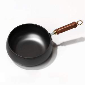 Poêle en acier au carbone pour restaurant, 24-26 cm, pré-assaisonnée, wok profond en acier au carbone sans revêtement chimique - Product Image 2