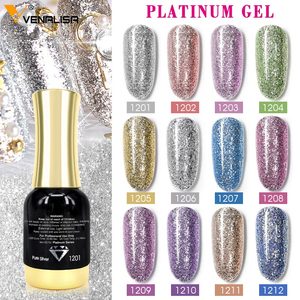 CANNI Supply Nail Art Venalisa 12ml 12 Màu Nhũ Kim Loại Nhấp Nháy Phát Sáng Sơn Móng Tay Gel Platinum - Product Image 3