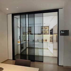 Porte coulissante moderne en alliage d'aluminium, double vitrage, verre trempé, quincaillerie de marque allemande, isolation phonique pour <span class=keywords><strong>garage</strong></span> et maison - Product Image 6