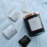 Pot à bougie en céramique, bougies de luxe dorées, bougies parfumées à marque privée, étiquette de marque blanche, logo en relief, autocollant personnalisé