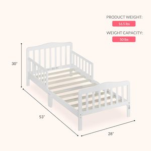 Lit pour tout-petit à plancher bas certifié JPMA au design classique avec barrières de sécurité sur deux côtés, meubles de chambre d'enfant en bois non toxique - Product Image 4