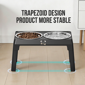 Palide Adjustable Double Stainless Steel <b>Dog</b> <b>Bowl</b> Foldable <b>Stand</b> for Medium Large Pets - Product Image 2