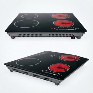 Piano Cottura a Induzione Mista con <span class=keywords><strong>4</strong></span> Bruciatori Integrati, 6400W, in Vetroceramica, per Uso Commerciale, Domestico e Camper - Product Image 5