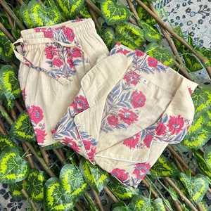 Pantalon de pyjama en coton imprimé floral pour femme, taille mi-haute élastique, longueur cheville, vêtement d'intérieur en tissu doux tissé, idéal pour l'été - Product Image 6