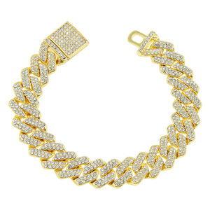 Hot Selling New Hiphop Style Shine Rhinestone Alloy Cuban Chain Men's <b>Bracelets</b> Exaggerated Geometric <b>Bracelet</b> Trendy Jewelry - Product Image 5