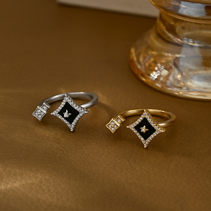 Jz68522 <span class=keywords><strong>2025</strong></span> Новое подлинное позолоченное микро инкрустированное циркониевое кольцо в виде звезды для женщин с простым дизайном и универсальным регулируемым кольцом - Product Image 2