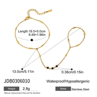 Pulsera de Cadena para Mano con Zirconia Negra Clásica, Chapada en Oro de 18K, de Acero Inoxidable, con Certificación CE