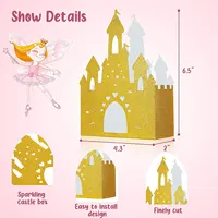 Coffret de bonbons à paillettes dorées, fournitures personnalisées pour thème princesse château, boîte-cadeau en aluminium pour fête, fournitures