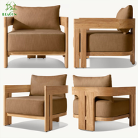 Fauteuil de Jardin de Luxe en Teck Massif pour Extérieur, Chaise Longue d'Appoint pour Balcon, Fauteuil Inidividuel en Teck pour Salon de Jardin