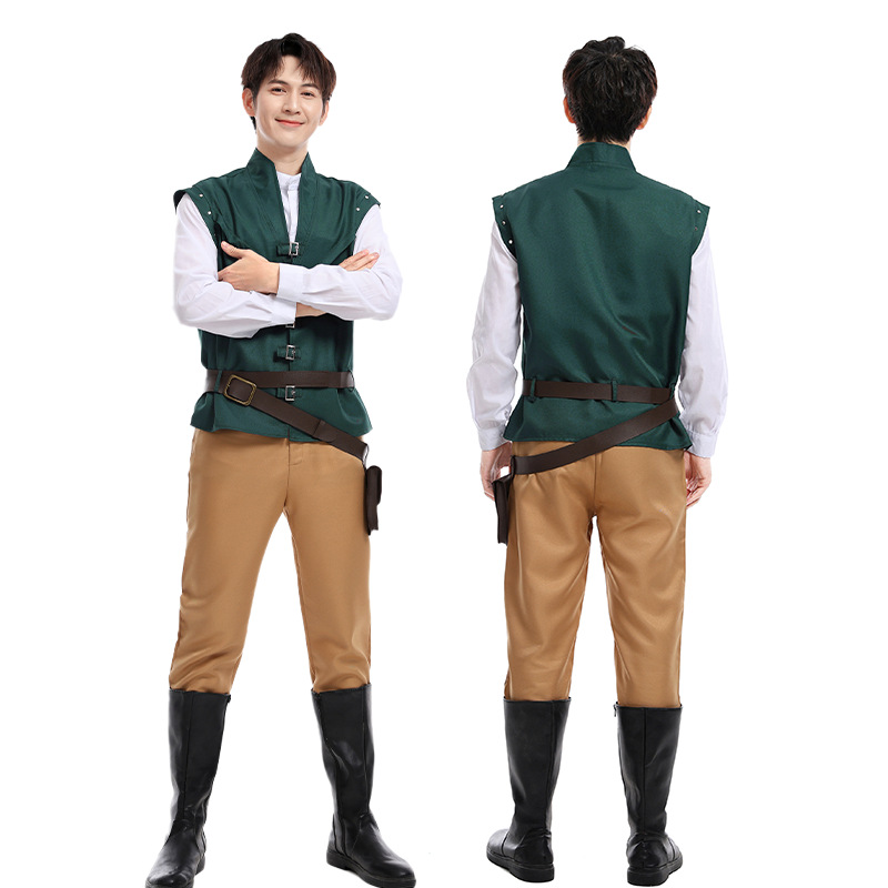 Haut + pantalon + gilet + ceinture + sac