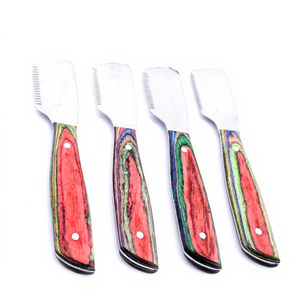 Outils de toilettage pour chiens en gros de haute qualité couteau à dénuder en acier inoxydable avec manche en bois classique pour le style des animaux de compagnie - Product Image 1