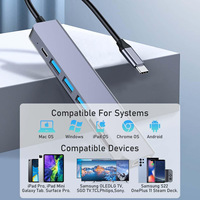 Station d'accueil Type-C 7-en-1 avec USB TF SD HDTV PD Charging et répartiteur USB pour téléphones portables, ordinateurs, ordinateurs portables, tablettes, Hub USB C