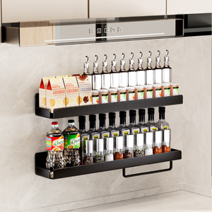 Estante multifuncional para especias, de pared, para almacenamiento en la cocina, estante de acero inoxidable para condimentos y frascos. - Product Image 2