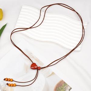 प्राकृतिक क्रिस्टल एगेट पत्थर 25 मिमी दिल के आकार के लटकन समायोज्य पेट शरीर श्रृंखला गर्मियों समुद्र तट कमर शरीर के गहने - Product Image 2