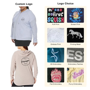 แจ็กเก็ตมีฮู้ดของผู้หญิงผ้าคอตตอน100% เฮฟวี่เวทเสื้อคลุมแบบมีเชือกรูดอบอุ่นปักตามสั่งเหมาะสำหรับฤดูหนาวสีเทา - Product Image 3