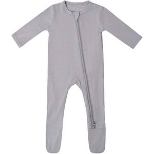 Pyjama bébé 0-24 mois en rayonne de bambou douce avec fermeture éclair double et pieds intégrés, très populaire - Product Image 4