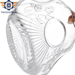 Bouteille en <span class=keywords><strong>verre</strong></span> en forme de gourde plate de 1 litre d'usine pour brandy XO de qualité supérieure avec motif gravé et bouchon doré - Product Image 3