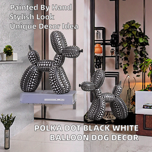 Estatua de Perro de Resina Pintada a Mano con Diseño de Puntos Blancos y Negros, Estilo Chic y Artístico de Newpoint, Decoración para el Hogar, Regalo - Product Image 2