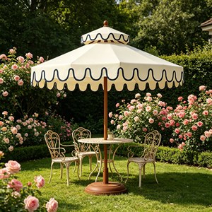 Parasol de jardin de luxe festonné 9 pieds, coupe-vent, double toit en acier, pour décoration de mariage - Product Image 2
