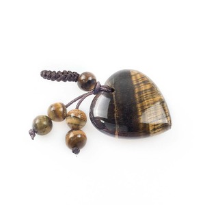 DIY Wedding souvenirs guests gifts Yellow Tiger Eye heart shape Key chain handmade gemstone pendant