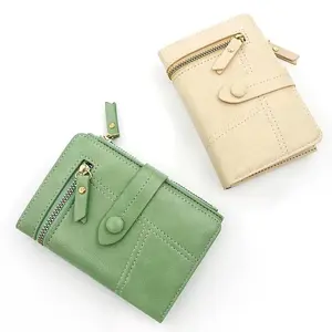 RU New Short Women's Wallet Japanese Small Fragrance PU Leather Zipper Money Trend