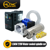 Ensemble de broche refroidie par eau HLTNC 1,5 kW ER11 Collet 80 mm 24000 tr/min 220 V et variateur de fréquence 1,5 kW pour machine de fraisage CNC