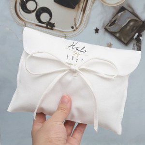 Recyclable Custom Logo Printed Cotton Twill <b>Envelop</b> Bag <b>White</b> Small Size for Cosmetic Make up Shopping Gift Cloth Dust Pouch - Product Image 4