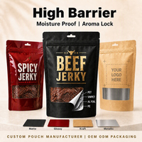Kemasan Pouch Daging Sapi Kering Cetak Khusus, Anti Lembab, Pengunci Aroma, Dapat Ditutup Kembali