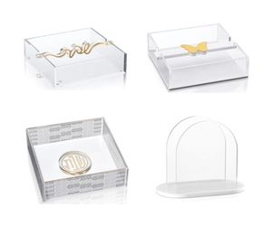 Porte-serviettes épais en Lucite, organisateur de mouchoirs en acrylique transparent, support de table de luxe avec poids <span class=keywords><strong>d</strong></span>écoupé - Product Image 4