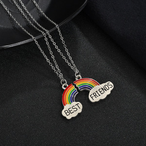 En gros <span class=keywords><strong>Pas</strong></span> <span class=keywords><strong>Cher</strong></span> Mignon Meilleur Ami Colliers Arc-En-Charme <span class=keywords><strong>Collier</strong></span> BFF pour Filles - Product Image 1