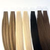 Luxe 100% Cheveux Humains Double Dessiné Vierge Raw Remy Extensions de Cheveux 20 Pouces Aligné Cuticule Droite Trame Invisible Ruban Teint
