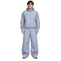 Ensemble de survêtement deux pièces pour homme TOPSHOW, veste coupe-vent à capuche zippée bleu clair surdimensionnée et pantalon large à jambes larges