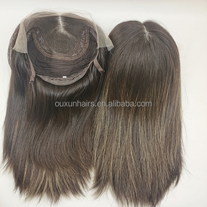 Envío rápido, venta al por mayor, marrón oscuro, luz alta, encaje sin separación, cabello humano, peluca judía, nuevo diseño, 16 pulgadas - Product Image 1