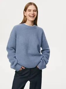 Maglione da Donna Blubelle Autunno Inverno con Collo Tondo, Filato Spesso Tinto in Massa, Anti-Restringimento, Anti-Piega, Anti-Pilling, Vestibilità Ampia, Morbido Lavorato a <span class=keywords><strong>Maglia</strong></span> - Product Image 5