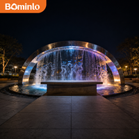 Fontaine moderne en acier inoxydable, rideau d'eau, LED multicolores, décoration de jardin extérieur, place publique, fontaine en acier inoxydable